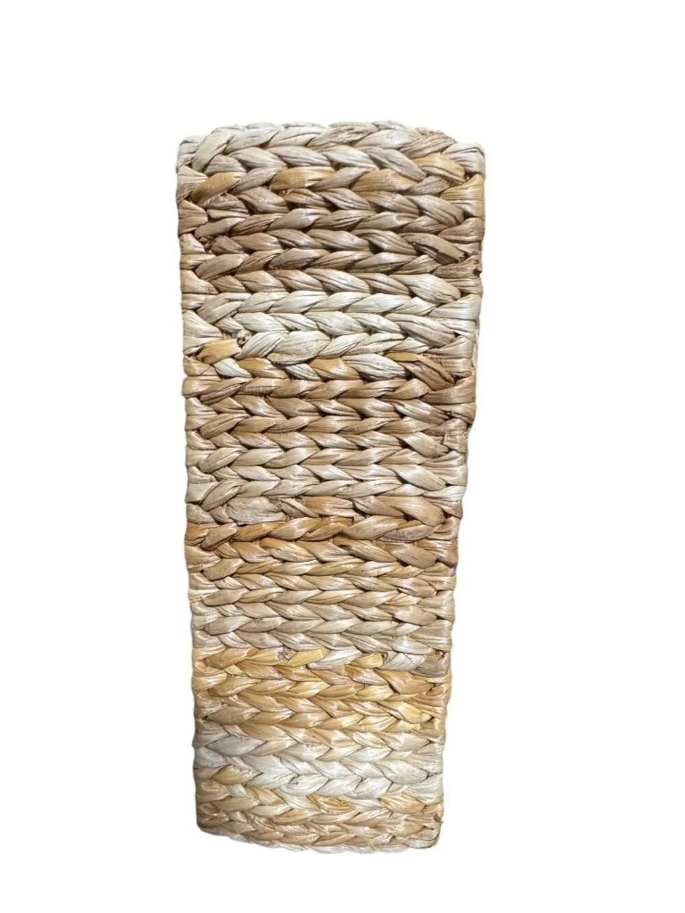 Handwoven Rectangular Water Hyacinth Basket With Handles For Storage Or Decor